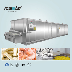 ICESTA Quick Freezer ตู้แช่แข็งอุโมงค์ Iqf อุตสาหกรรมอัตโนมัติสำหรับอุตสาหกรรมเนื้อสัตว์ eafood