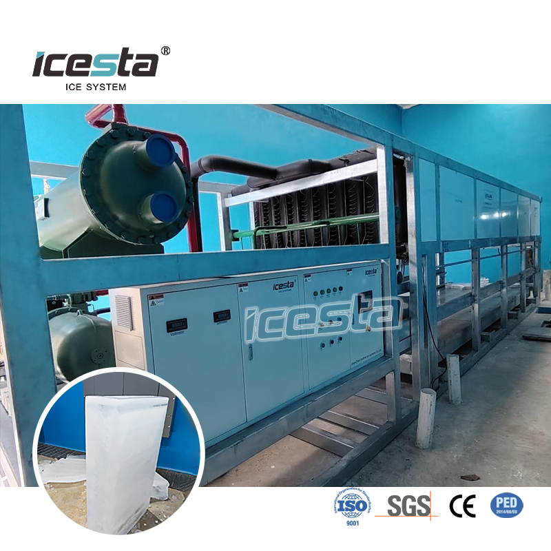 ICESTA 5-15t เครื่องทำน้ำแข็งบล็อกระบายความร้อนโดยตรงชุบสังกะสี