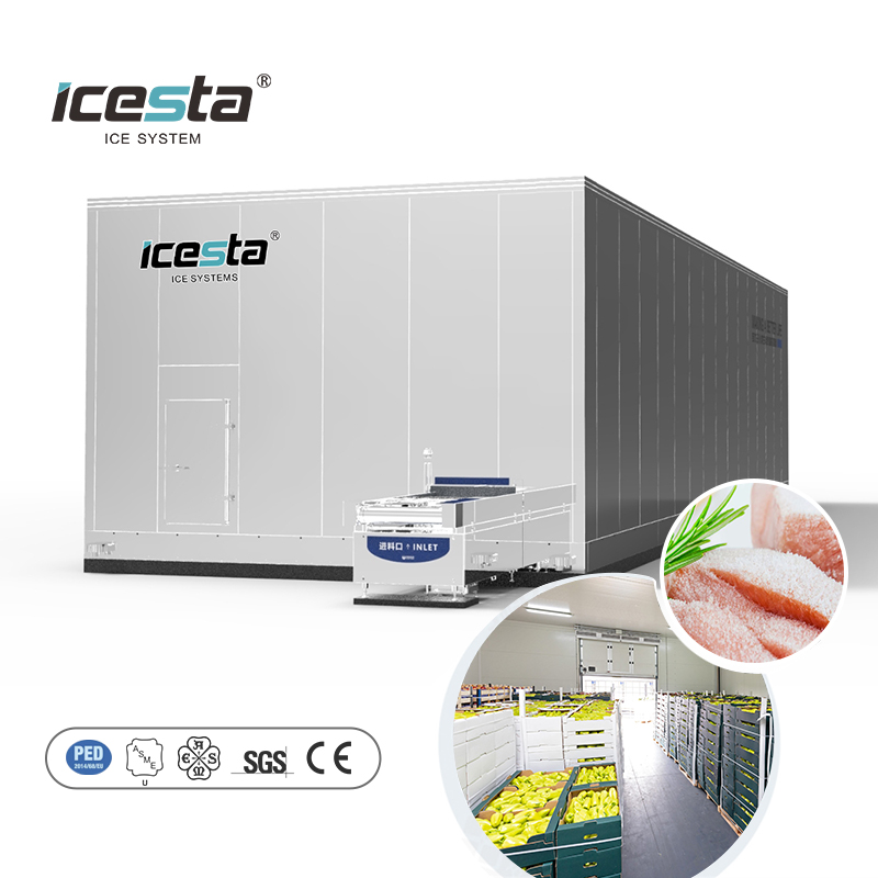 ICESTA เทคโนโลยีการแช่แข็งอย่างรวดเร็วและเชื่อถือได้สูงที่ปรับแต่งได้ ใช้งานง่าย ตู้แช่แข็งเกลียวคู่สำหรับกุ้งทะเล