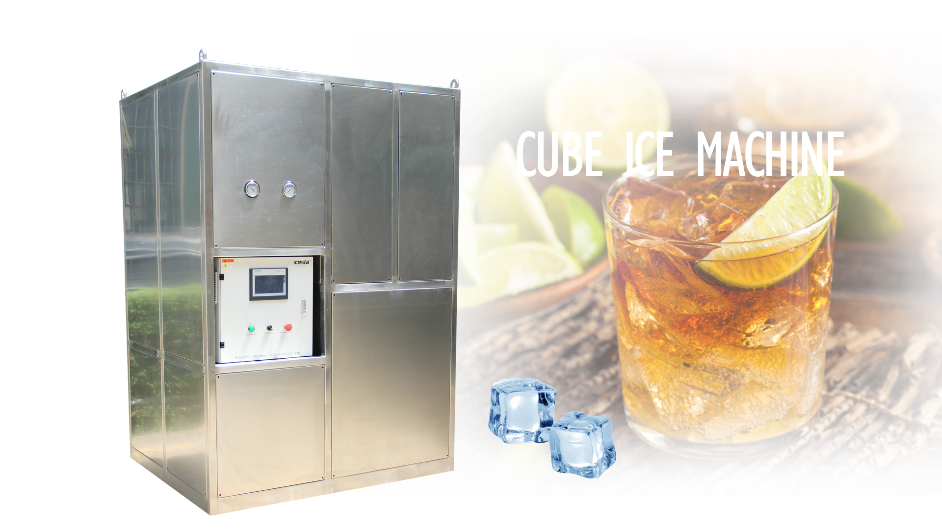 Customized water cooling High Productivity 1Ton/Day Hot Product Cube ice Machine