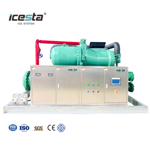 Icesta otomatis Pendingin Air Industri yang sangat andal dengan Umur Panjang 60m&sup3;/jam Pendingin Sekrup Berpendingin Air untuk Pembenihan Perikanan / Industri Pengolahan Makanan
