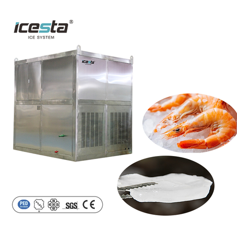 ICESTA 5 ตันคุณภาพสูงควบคุม PLC เครื่องทำน้ำแข็งแผ่นสแตนเลส