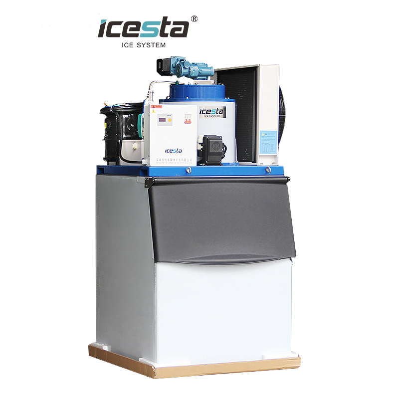 M&aacute;quina comercial de flocos de gelo ICESTA 500 kg 0,5 toneladas | Para peixes e frutos do mar