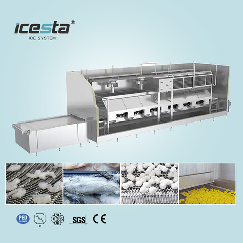 ICESTA Iqf Processing Line Automic Cryogenic Durian Quick Freeze Tunnel Freezer Para sa Food Processing Industry