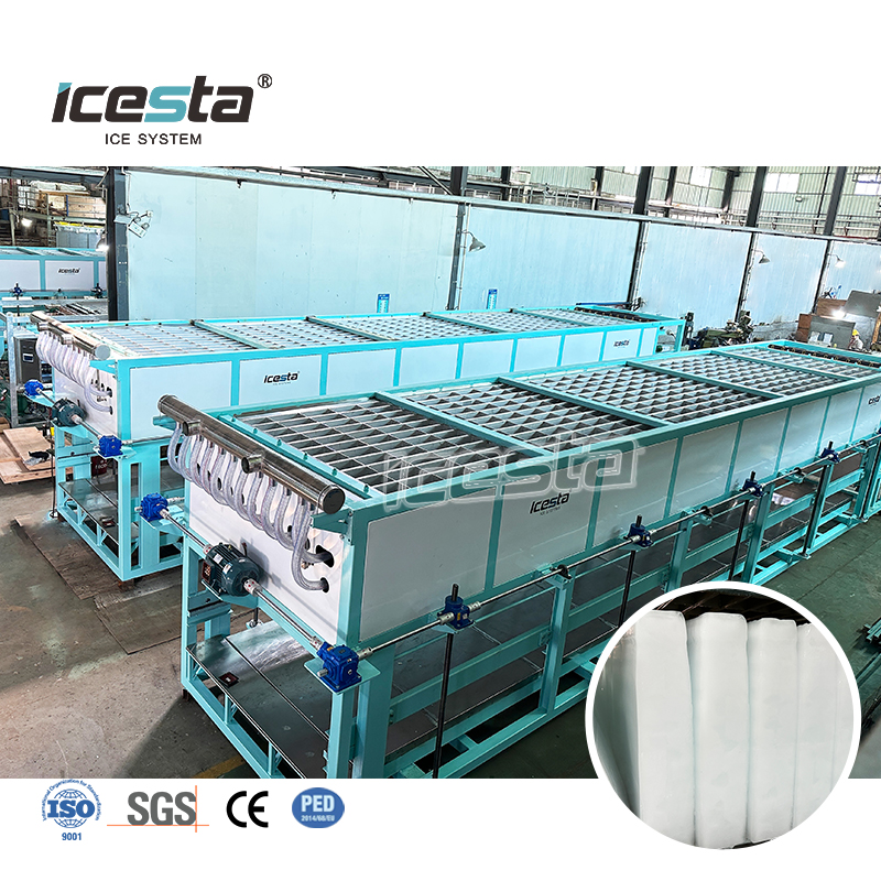 ICESTA เครื่องทำน้ำแข็งบล็อกระบายความร้อนโดยตรงอัตโนมัติเต็มรูปแบบ 40T/วัน