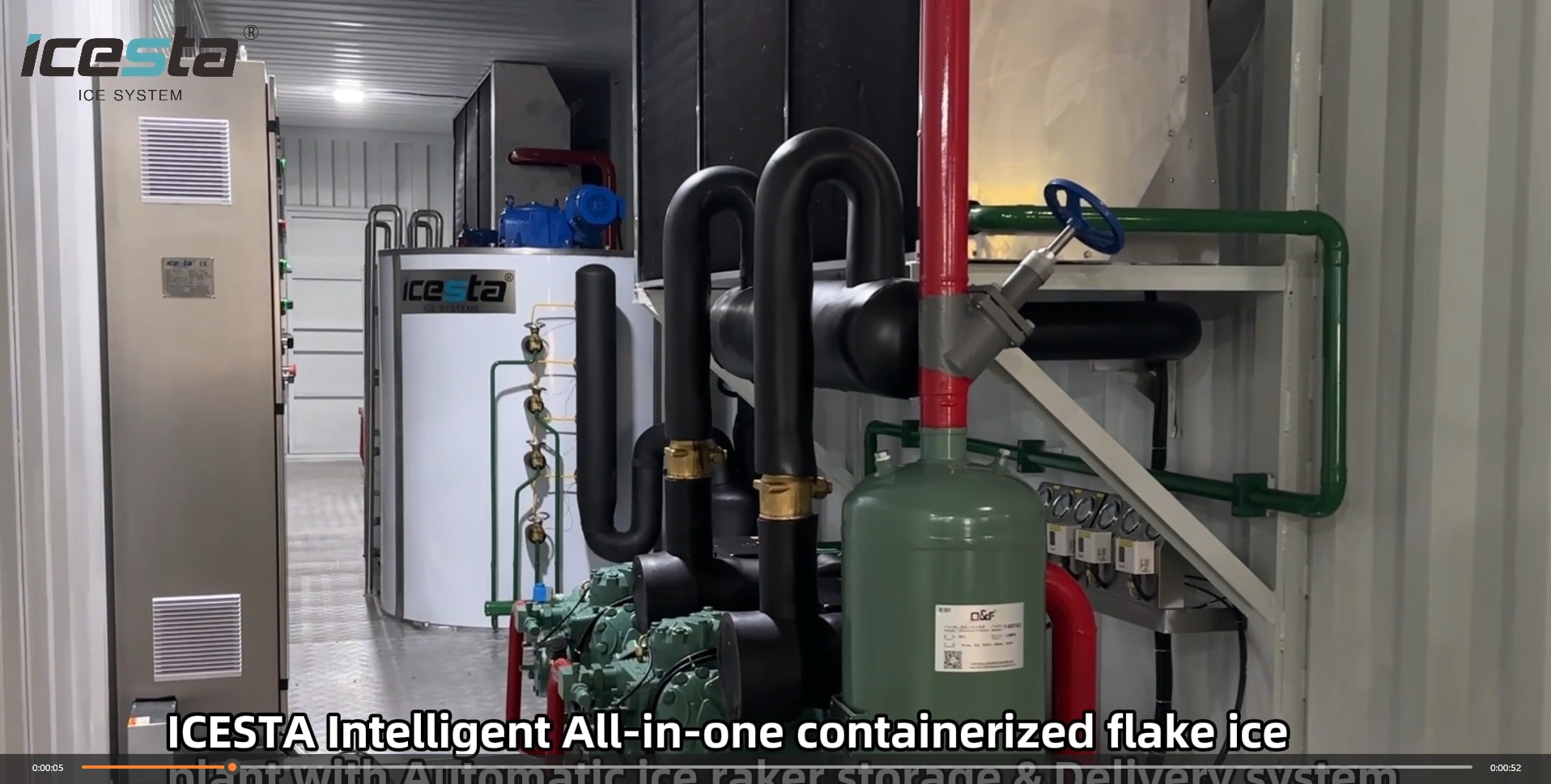 ICESTA Intelligent All-in-one containerized flake ice plant na may Auto ice raker at Delivery system