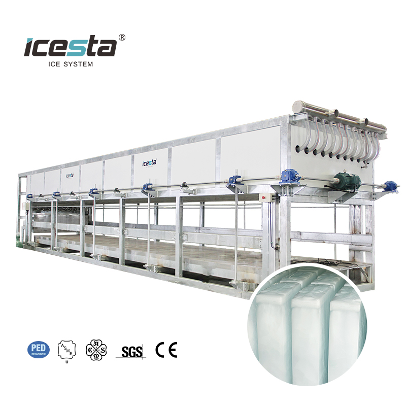 ICESTA 5-15t เครื่องทำน้ำแข็งบล็อกระบายความร้อนโดยตรงชุบสังกะสี