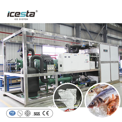 Industrial Container Plate Ice Machine na may 30t Evaporative Cooling Hindi kinakalawang na Asero Mahabang Buhay ng Serbisyo Para sa Concrete Cooling